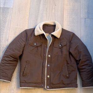 Men's Brown Sherpa-Lined Jacket